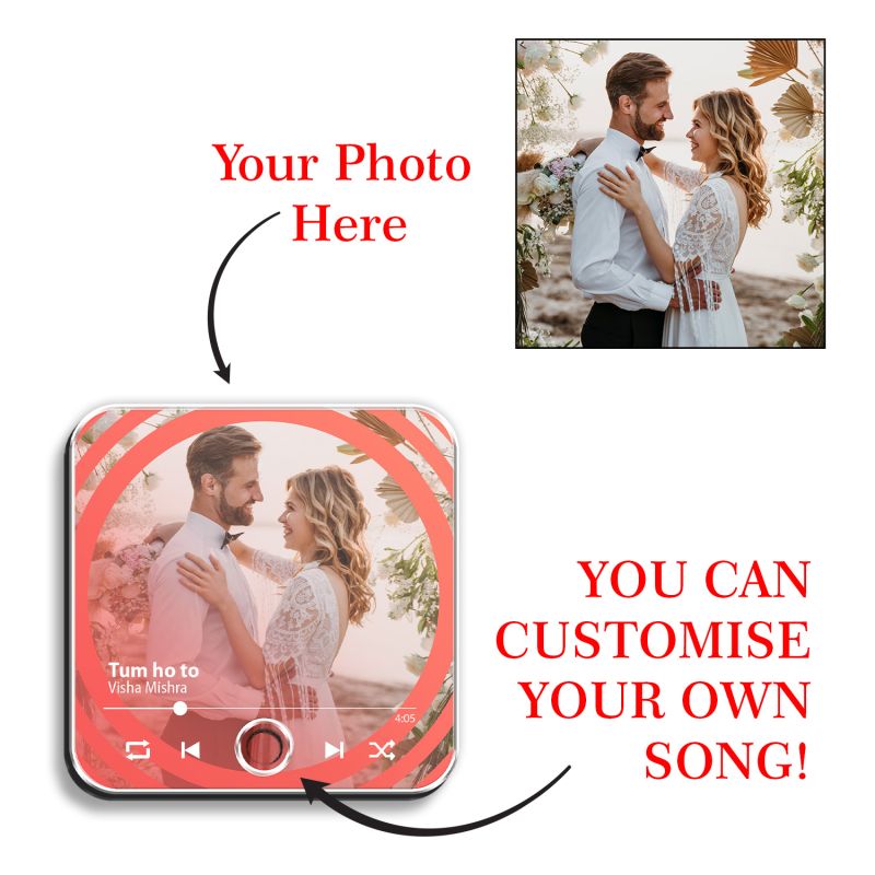 Customized Musical Fridge Magnet with Photo and Song  Romantic Couple Gift for Husband Wife Audio Message Gift Rechargeable Sound Magnet
